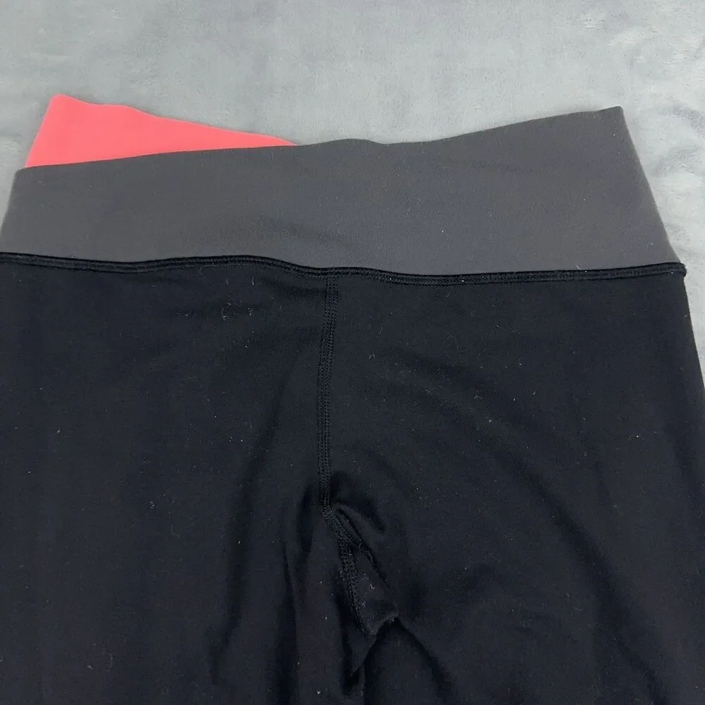 Lululemon Astro Pants Sz 4 Black Pink Gray Crossover Layered Waist Flare Yoga